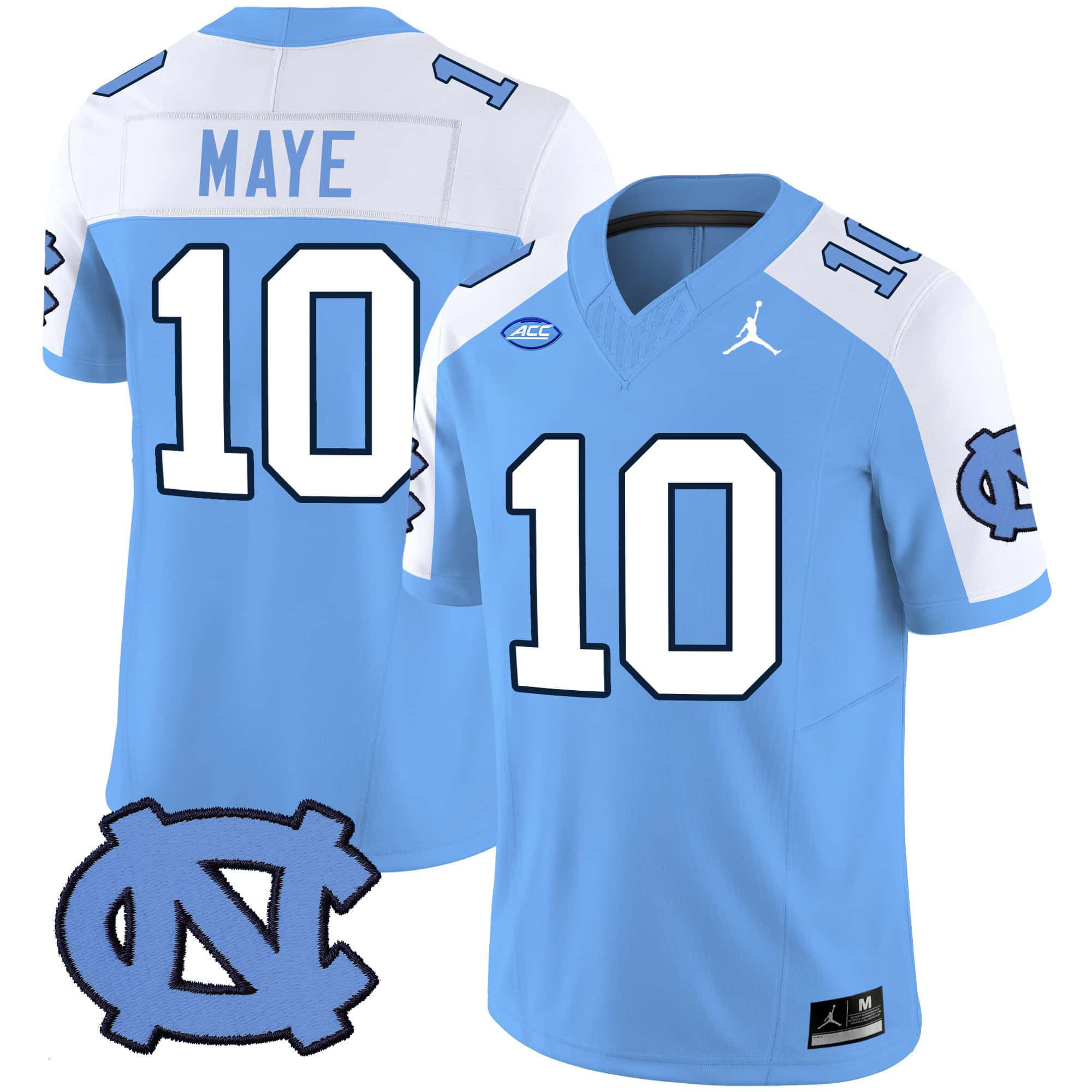 Men North Carolina Tar Heels #10 Maye Light Blue 2024 Vapor Limited NCAA Jersey